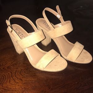Nude ankle strap heel